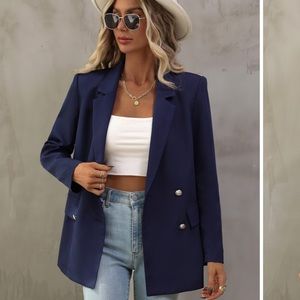 LAUREN Ralph Lauren 100% Wool Navy Unisex Oversized Blazer XL